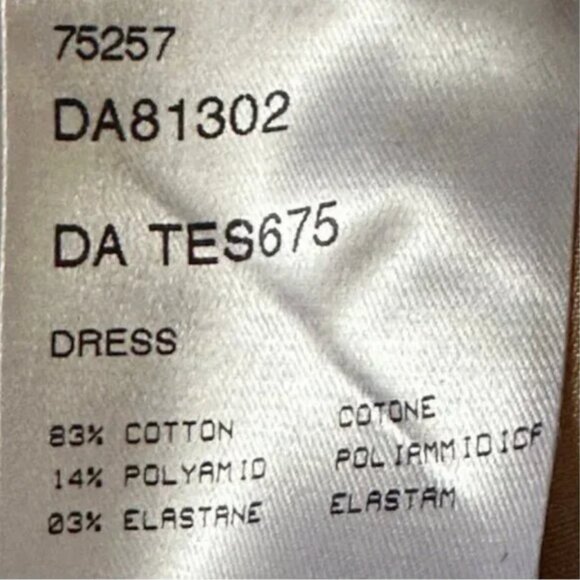 Daks London Tan V-Neck Short Sleeve 2 Front Pockets Sheath Dress Size 8 - Picture 8 of 10